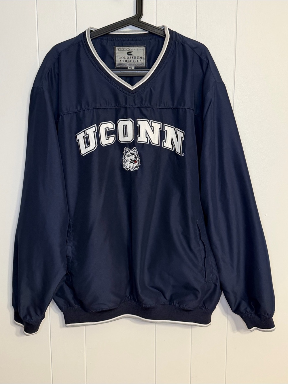 VTG UConn Huskies Colosseum Athletics Pullover Windbreaker Jacket Mens Size XL